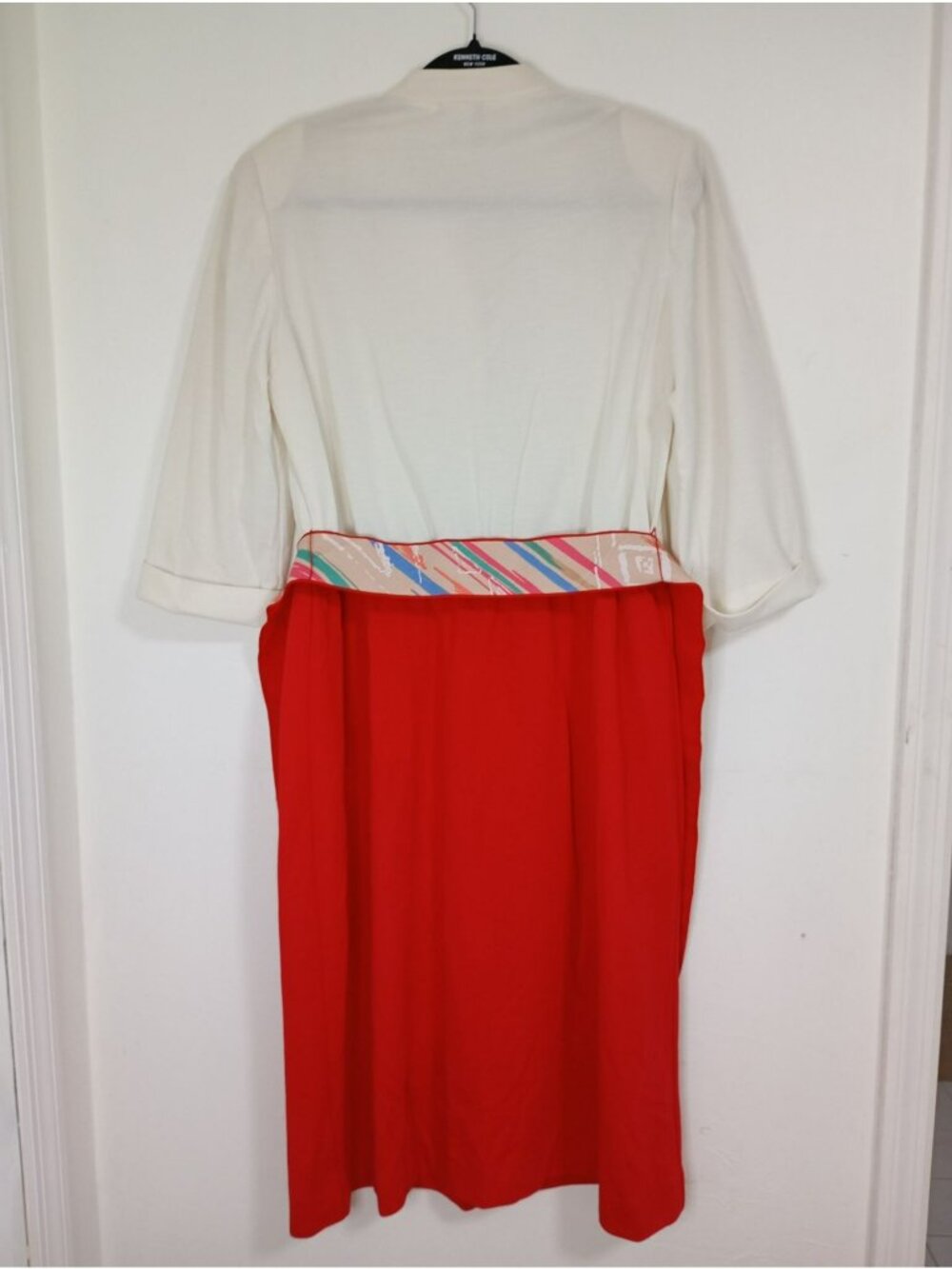 Vintage Leslie Fay Dress Abstract Side Panels 3/4 Sleeves Size 18 Made In USA - Picture 8 of 8